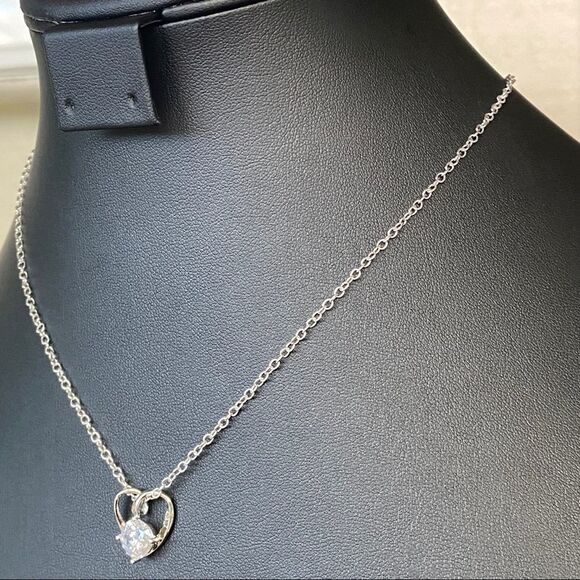 Swarovski Crystals Heart Silver Necklace - Picture 3 of 7